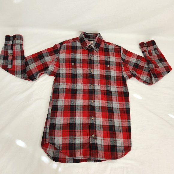 DULUTH Red Gray Plaid Free Swingin' Flannel Trim Fit Shirt Size S LIKE NEW! - Picture 7 of 16